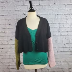 Cropped Multicolor Button Sweater